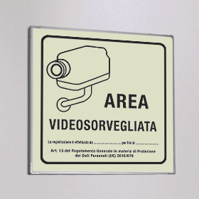 SEML5008G - targa monofacciale fotoluminescente METAL Area videosorvegliata