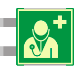 SEMLE15118BAC - targa bifacciale fotoluminescente METAL Presidio medico EN ISO 7010