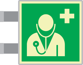 SEMLE15118BG - targa bifacciale fotoluinescente METAL Personale medico EN ISO 7010
