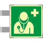 SEMLE15118BG - targa bifacciale fotoluinescente METAL Personale medico EN ISO 7010