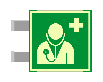SEMLE15118BGC - targa bifacciale fotoluminescente METAL Personale medico EN ISO 7010