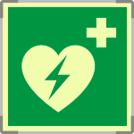 SEMLE15156A - targa monofacciale fotoluminescente METAL Defibrillatore EN ISO 7010