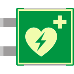 SEMLE15156BAC - targa bifacciale fotoluminescente METAL Defibrillatore EN ISO 7010
