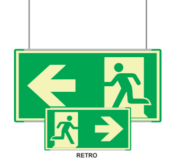 SEMLE715101SMC - Segnale luminescente Metal VERDE sospesa Uscita emergenza SO ISO 7010