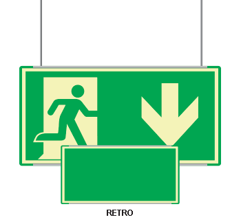 SEMLE715104SMC - targa bifacciale fotoluminescente METAL sospeso Uscita emergenza Sud