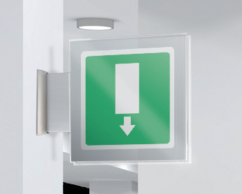 SEP15152BW - segnale plexiglass PLEXI a bandiera bifacciale 200x200 piu'simbolo