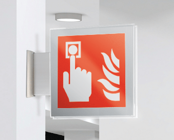 SEPE15117BW - targa Plexi bifacciale Allarme antincendio EN ISO 7010 F005