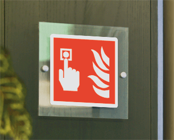 SEPE15117W - targa Plexi monofacciale Allarme antincendio EN ISO 7010 F005