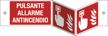 SEPE20174BDQ - segnale PLEXIGLASS bifacciale fissaggio vite PULSANTE ALLARME ANTINC.