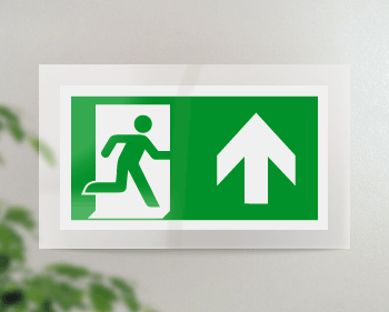 SEPE715103FR - targa PLexi monof.uscita di emergenza avanti fiss.inv EN ISO 7010