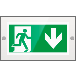 SEPE715104R - targa PLexi monof.uscita emerg. indietro fissaggio a vite EN ISO 7010