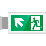 SEPE715105BR - targa PLexiglass bifacc. uscita di emergenza sn alto EN ISO 7010 E001