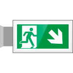 SEPE715108BR - targa PLexiglass bifacc. uscita emergenza ds basso EN ISO 7010 E002