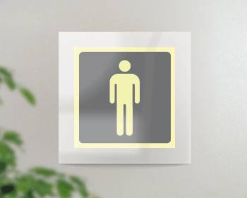 SEPS15642FW - targa Plexi monofacciale  Toilette uomo fiss.invisibile