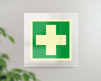 SEPSE15101FW - targa Plexi monofacc.Pronto soccorso fiss.invisib. EN ISO 7010