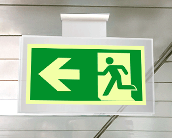 SEPSE715101SR - targa PLexiglass sospesa  uscita di emergenza sn EN ISO 7010 E001