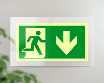 SEPSE715104FR - targa PLexi monof. Uscita emergenza indietro fiss.inv EN ISO 7010