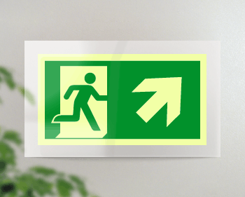 SEPSE715106FR - targa PLexi monof. uscita emergenza ds alto fiss.inv EN ISO 7010