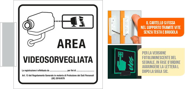 SIC5008BG - sistema COLORFIX GRIGIO bifacciale Area videosorvegliata (agg.GDPR)