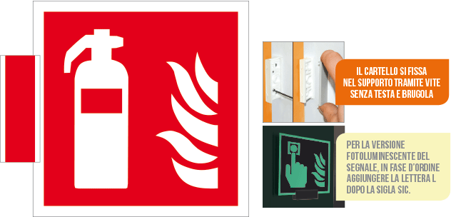 SICE15107BA - sistema COLORFIX ROSSO bifacciale Estintore EN ISO 7010