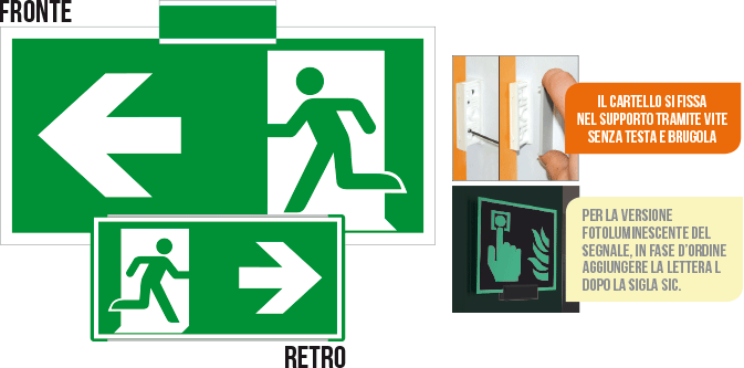 SICE715101SN - sistema COLORFIX VERDE bifacciale sospesa Uscita Emergen. sx ISO 7010