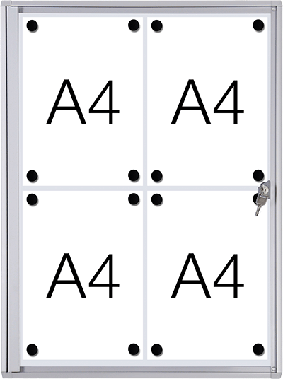 SMBT34 - Bacheca per interni retro in lamiera magnetica per 4 fogli A4