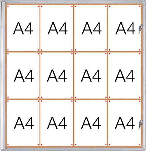 SMBT412 - Bacheca per interni retro in lamiera magnetica per 12 fogli A4