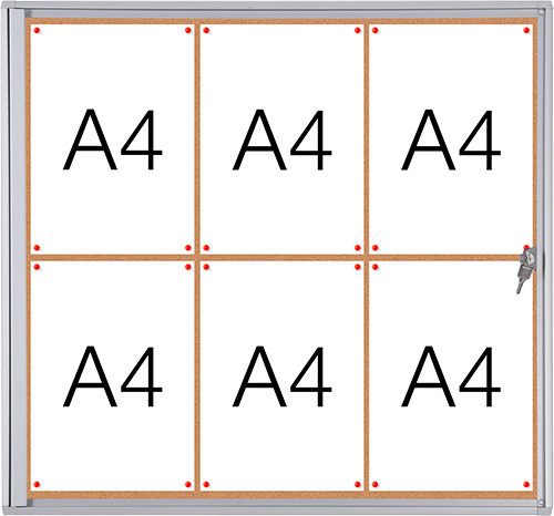 SMBT46 - Bacheca per interni retro in sughero per 6 fogli A4