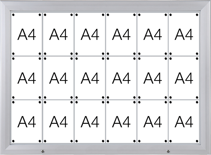 SMBT618 - bacheca per esterni retro lamiera apertura a compasso per 18 fogli A4