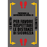 TPJ4609 - Tappeto "Rispetta la distanza" colore grigio e scritte nere