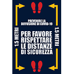 TPJ4615 - Tappeto "Rispetta la distanza" colore blu scritte bianche