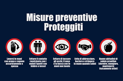 TPJ4616 - Tappeto "Misure preventive" colore blu e scritte bianche
