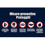 TPJ4616 - Tappeto "Misure preventive" colore blu e scritte bianche