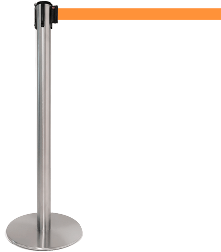 TSP206O - colonnina SAFE IN modello PLUS in acciaio cromato lucido nastr.ARANCIO