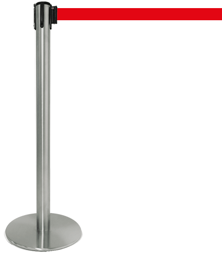 TSP206R - colonnina SAFE IN modello PLUS in acciaio cromato lucido nastro ROSSO