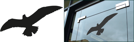 VEU100N - sagoma di volatile anticollisione colore NERO larghezza mm 100