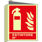 [EL20150BIXA] EL20150BIXA - cartello bifacciale estintore N. EN ISO 7010