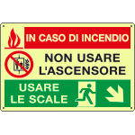 [EL3537P] EL3537P - Cartello PVC luminesc.In caso di incendio discesa destra EN ISO 7010