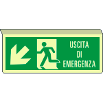 [EL720107SWP] EL720107SWP - cartello sospeso luminesc.uscita emerg.freccia in basso a sx ENISO7010