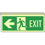 [EL720201SWP] EL720201SWP - Cartello sospeso bifacciale luminesc. uscita emergenza sx EN ISO 7010