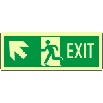 [EL720205KP] EL720205KP - Cartello luminescente DIN Exit freccia alto sx EN ISO 7010