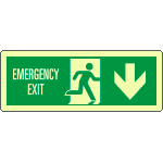 [EL720304WP] EL720304WP - Cartello luminescente DIN Emerg.Exit freccia indietro EN ISO 7010