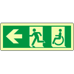 [EL720501KS] EL720501KS - Etichetta uscita di emergenza disabili freccia a sinist.lum.ENISO7010