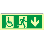 [EL720504KP] EL720504KP - Cartello uscita di emergenza disabili freccia indietro lum.EN ISO 7010