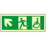 [EL720505WP] EL720505WP - Cartello uscita di emergenza disabili freccia in alto sx.lum.ENISO7010