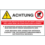 [EYD49530E] EYD49530E - Sign hazard ACHTUNG STROMZUFUHR  EN ISO 7010