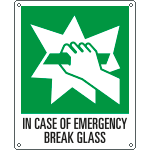 [EYE200801K] EYE200801K - sign emergency IN CASE OF EMERGENCY BREAK GLASS EN ISO 7010 E008