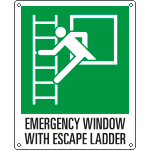 [EYE201601K] EYE201601K - sign emergency EMERGENCY WINDOW WITH ESCAPE LADDER EN ISO 7010 E016