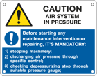 [EYE49201F] EYE49201F - sign warning CAUTION AIR SYSTEM EN ISO 7010  EN ISO 7010 W001 M001