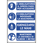 [FL56221Y] FL56221Y - Cartello lamiera scatolata "E' obbligatorio il Green Pass"